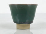 Japanese Agano Ware Ceramic Yunomi Teacup Pottery Vtg Green Beige Small TC622