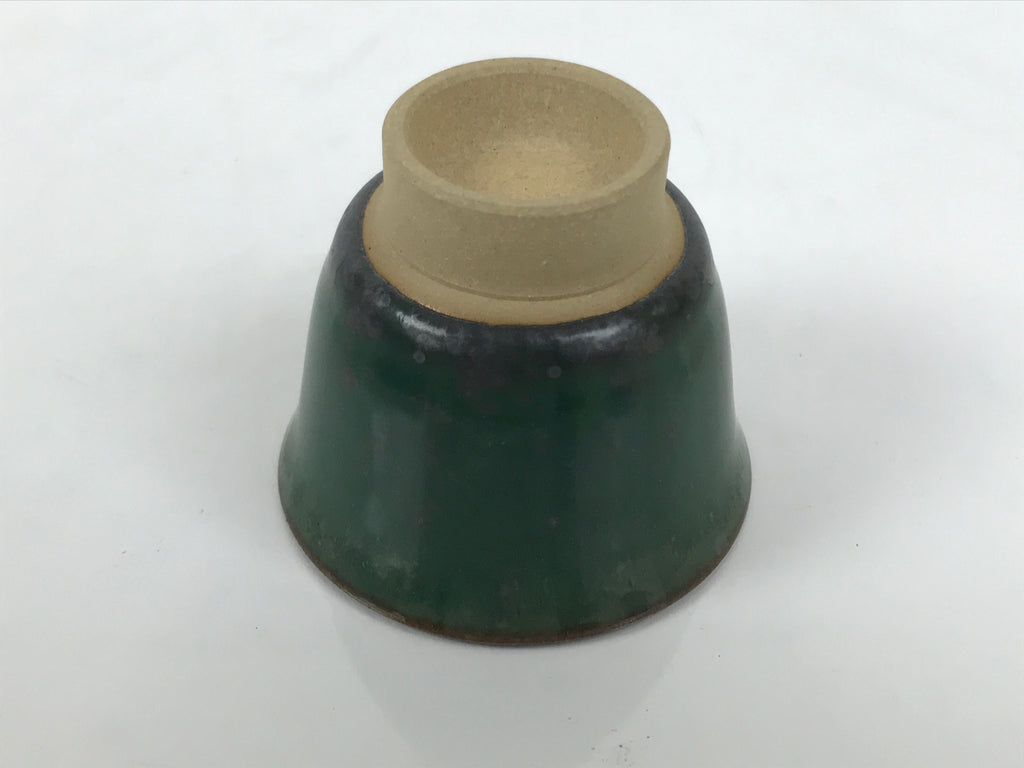 Japanese Agano Ware Ceramic Yunomi Teacup Pottery Vtg Green Beige Small TC623
