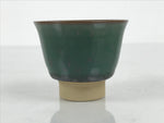 Japanese Agano Ware Ceramic Yunomi Teacup Pottery Vtg Green Beige Small TC623