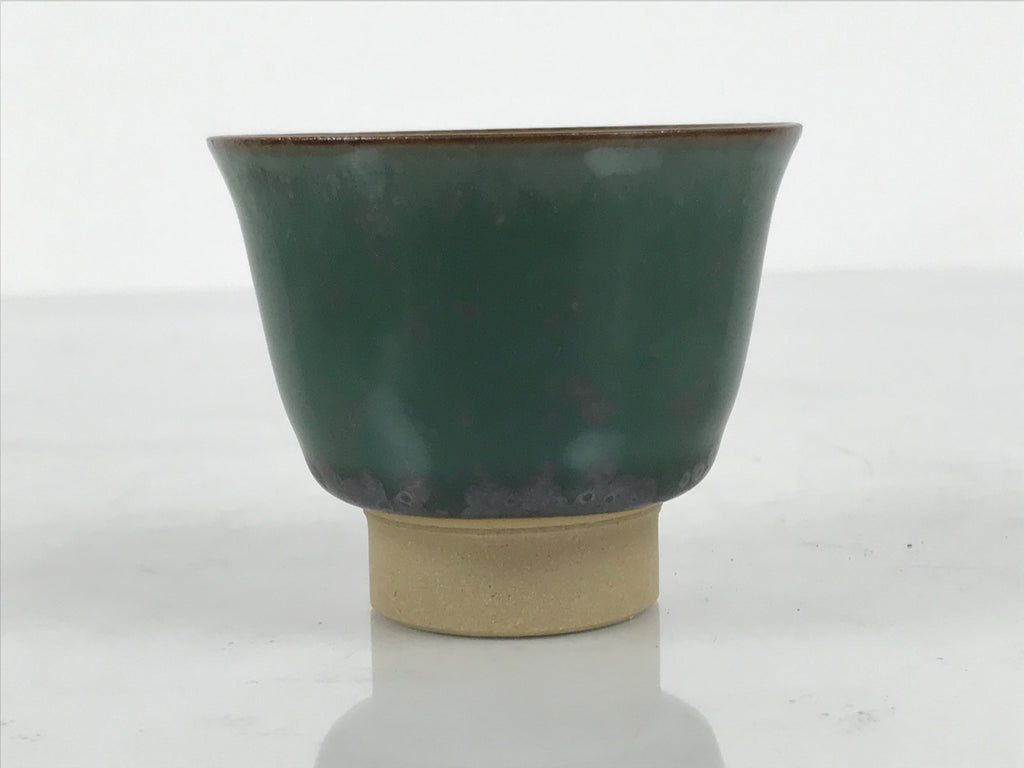 Japanese Agano Ware Ceramic Yunomi Teacup Pottery Vtg Green Beige Small TC623