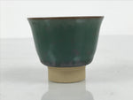 Japanese Agano Ware Ceramic Yunomi Teacup Pottery Vtg Green Beige Small TC623