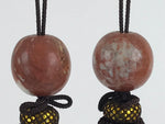 Japanese Agate Stone Hanging Scroll Weights Fuchin Kakejiku Brown Tassel FC351