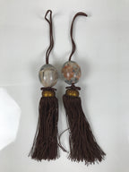 Japanese Agate Stone Hanging Scroll Weights Fuchin Kakejiku Brown Tassel FC365