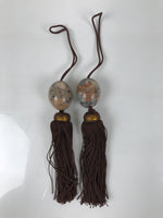 Japanese Agate Stone Hanging Scroll Weights Fuchin Kakejiku Brown Tassel FC365