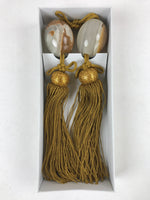 Japanese Agate Stone Hanging Scroll Weights Fuchin Kakejiku Gold Tassel FC327