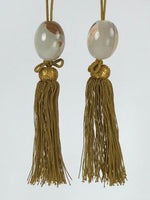 Japanese Agate Stone Hanging Scroll Weights Fuchin Kakejiku Gold Tassel FC327