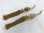 Japanese Agate Stone Hanging Scroll Weights Fuchin Kakejiku Gold Tassel FC327