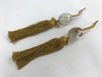 Japanese Agate Stone Hanging Scroll Weights Fuchin Kakejiku Gold Tassel FC327