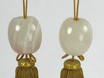 Japanese Agate Stone Hanging Scroll Weights Fuchin Kakejiku Gold Tassel FC331