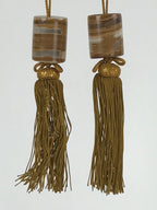 Japanese Agate Stone Hanging Scroll Weights Fuchin Kakejiku Gold Tassel FC342
