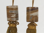 Japanese Agate Stone Hanging Scroll Weights Fuchin Kakejiku Gold Tassel FC342