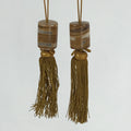 Japanese Agate Stone Hanging Scroll Weights Fuchin Kakejiku Gold Tassel FC342