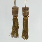 Japanese Agate Stone Hanging Scroll Weights Fuchin Kakejiku Gold Tassel FC342