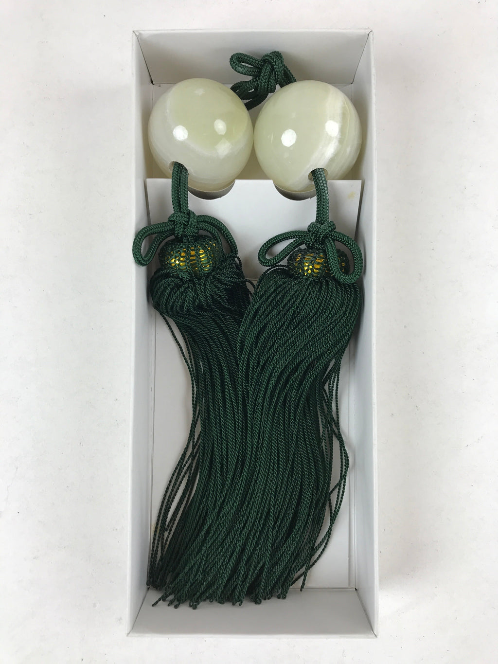 Japanese Agate Stone Hanging Scroll Weights Fuchin Kakejiku Green Tassel FC324