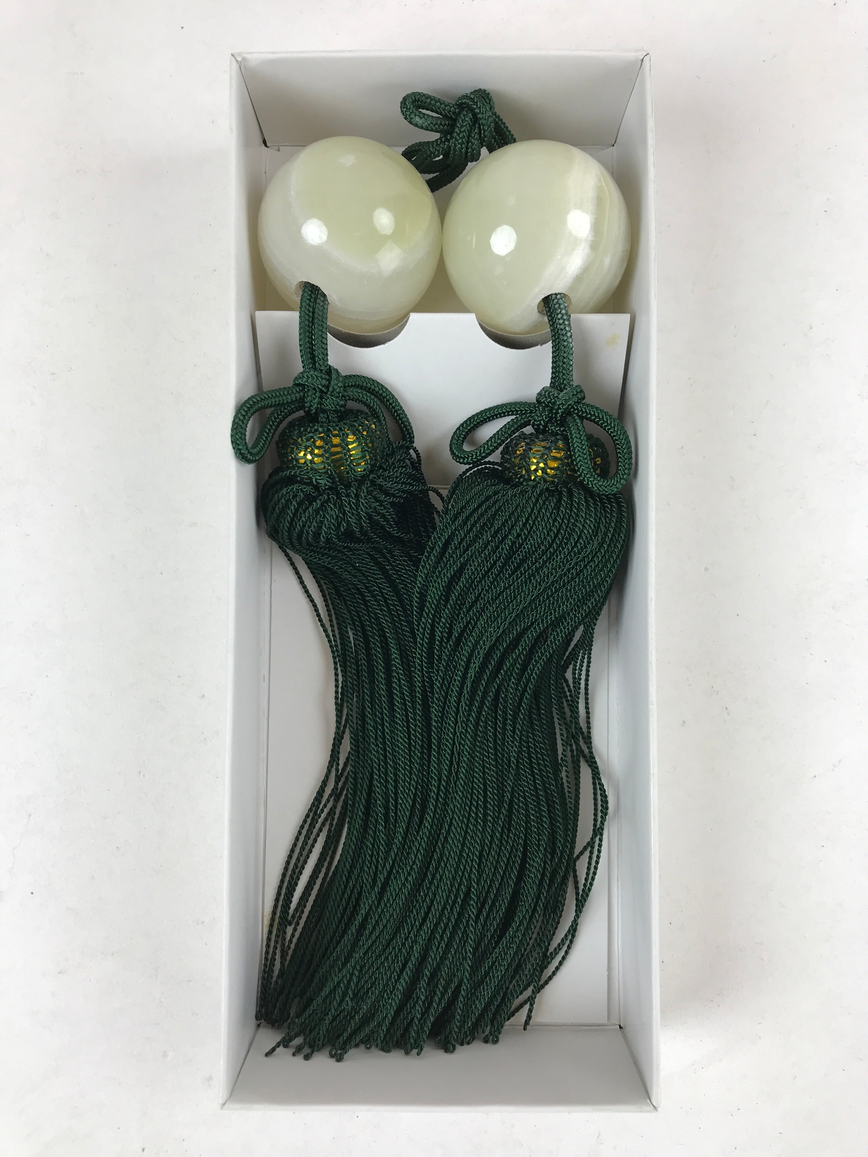 Japanese Agate Stone Hanging Scroll Weights Fuchin Kakejiku Green Tassel FC324