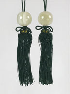 Japanese Agate Stone Hanging Scroll Weights Fuchin Kakejiku Green Tassel FC324