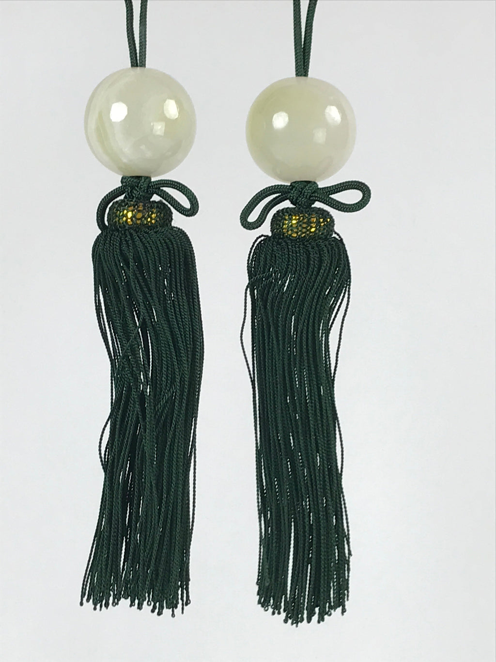 Japanese Agate Stone Hanging Scroll Weights Fuchin Kakejiku Green Tassel FC324