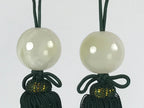 Japanese Agate Stone Hanging Scroll Weights Fuchin Kakejiku Green Tassel FC324