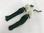 Japanese Agate Stone Hanging Scroll Weights Fuchin Kakejiku Green Tassel FC324