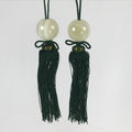 Japanese Agate Stone Hanging Scroll Weights Fuchin Kakejiku Green Tassel FC324