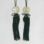Japanese Agate Stone Hanging Scroll Weights Fuchin Kakejiku Green Tassel FC324