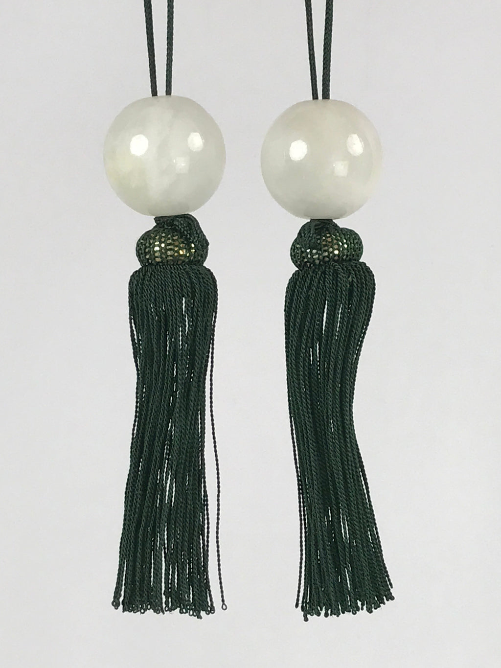 Japanese Agate Stone Hanging Scroll Weights Fuchin Kakejiku Green Tassel FC325