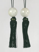 Japanese Agate Stone Hanging Scroll Weights Fuchin Kakejiku Green Tassel FC325