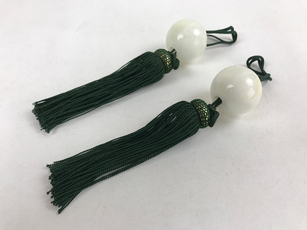 Japanese Agate Stone Hanging Scroll Weights Fuchin Kakejiku Green Tassel FC325