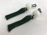 Japanese Agate Stone Hanging Scroll Weights Fuchin Kakejiku Green Tassel FC325