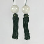 Japanese Agate Stone Hanging Scroll Weights Fuchin Kakejiku Green Tassel FC325