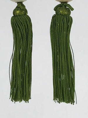 Japanese Agate Stone Hanging Scroll Weights Fuchin Kakejiku Green Tassel FC326