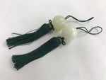 Japanese Agate Stone Hanging Scroll Weights Fuchin Kakejiku Green Tassel FC330