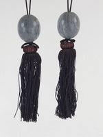 Japanese Agate Stone Hanging Scroll Weights Fuchin Kakejiku Purple Tassel FC314