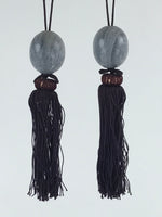 Japanese Agate Stone Hanging Scroll Weights Fuchin Kakejiku Purple Tassel FC314