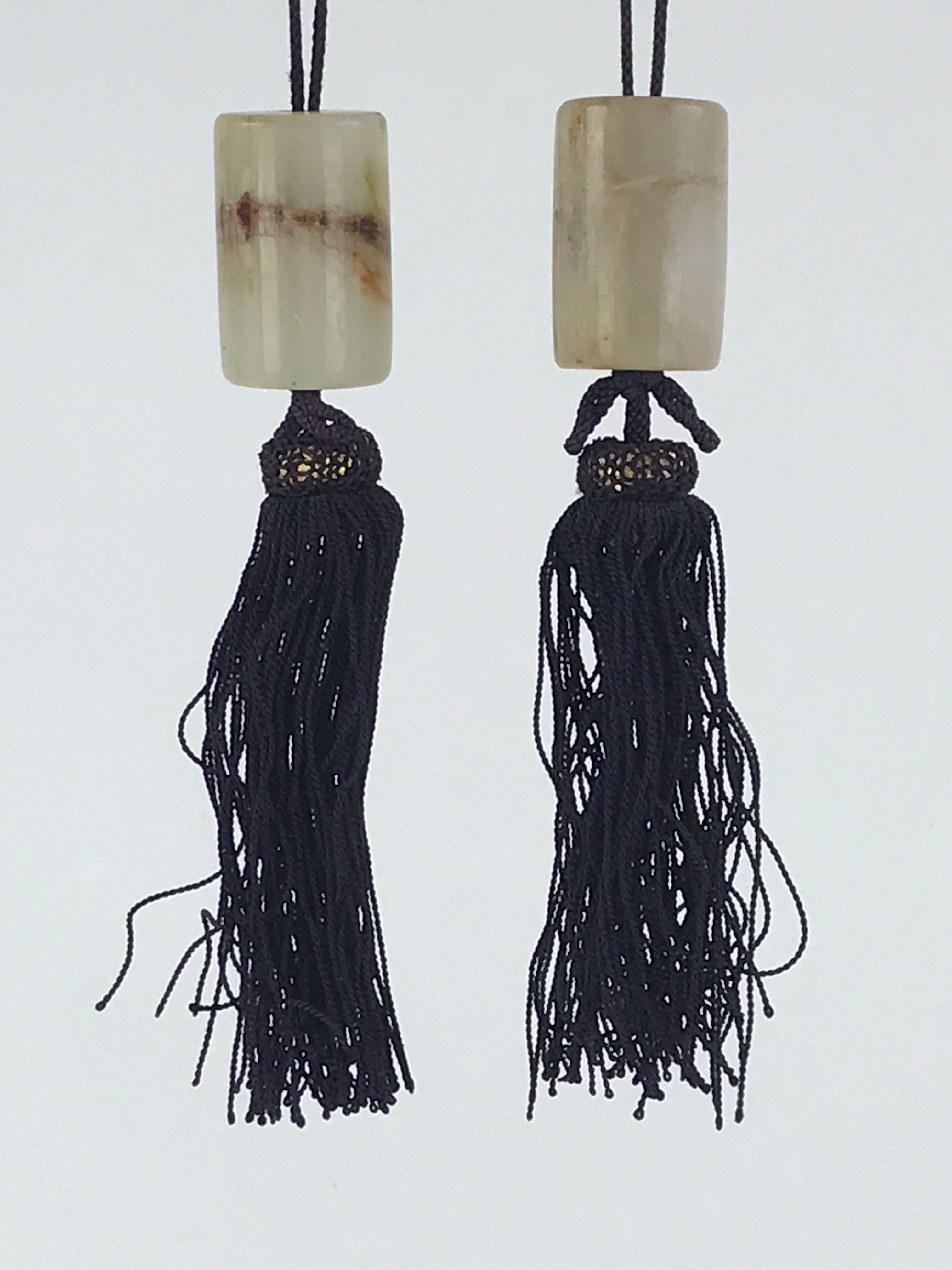 Japanese Agate Stone Hanging Scroll Weights Fuchin Kakejiku Purple Tassel FC316