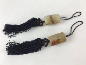 Japanese Agate Stone Hanging Scroll Weights Fuchin Kakejiku Purple Tassel FC316