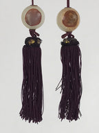 Japanese Agate Stone Hanging Scroll Weights Fuchin Kakejiku Purple Tassel FC339