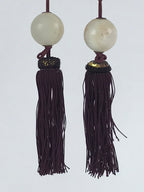 Japanese Agate Stone Hanging Scroll Weights Fuchin Kakejiku Purple Tassel FC339