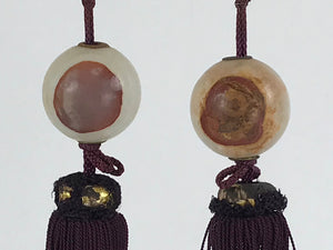 Japanese Agate Stone Hanging Scroll Weights Fuchin Kakejiku Purple Tassel FC339