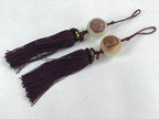 Japanese Agate Stone Hanging Scroll Weights Fuchin Kakejiku Purple Tassel FC339