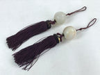 Japanese Agate Stone Hanging Scroll Weights Fuchin Kakejiku Purple Tassel FC339