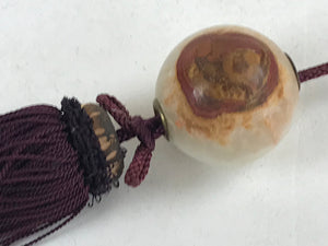 Japanese Agate Stone Hanging Scroll Weights Fuchin Kakejiku Purple Tassel FC339