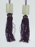 Japanese Agate Stone Hanging Scroll Weights Fuchin Kakejiku Purple Tassel FC343