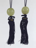 Japanese Agate Stone Hanging Scroll Weights Fuchin Kakejiku Purple Tassel FC345
