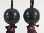 Japanese Agate Stone Hanging Scroll Weights Fuchin Kakejiku Purple Tassel FC350