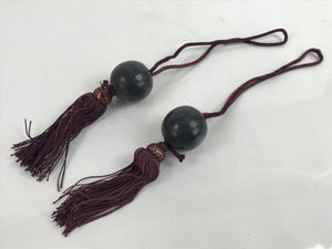 Japanese Agate Stone Hanging Scroll Weights Fuchin Kakejiku Purple Tassel FC350