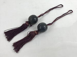 Japanese Agate Stone Hanging Scroll Weights Fuchin Kakejiku Purple Tassel FC350