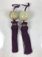 Japanese Agate Stone Hanging Scroll Weights Fuchin Kakejiku Purple Tassel FC366