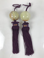 Japanese Agate Stone Hanging Scroll Weights Fuchin Kakejiku Purple Tassel FC366