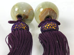 Japanese Agate Stone Hanging Scroll Weights Fuchin Kakejiku Purple Tassel FC366
